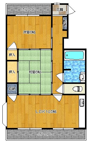 小曽根マンション間取2DK